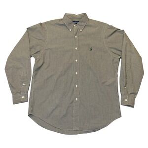 Ralph Lauren Classic Fit Button Down Green Burgundy‎ Micro Check Mens 16.5 L